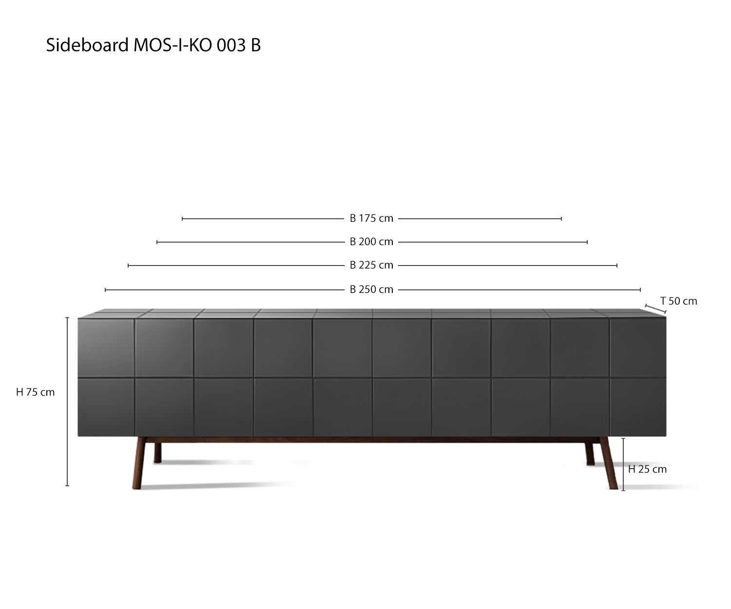 Schizzo Dimensioni Misure Varianti al2 Credenza di design MOS I KO 003 B Schizzo Dimensioni Misure Varianti al2 Credenza di design MOS I KO 003 B