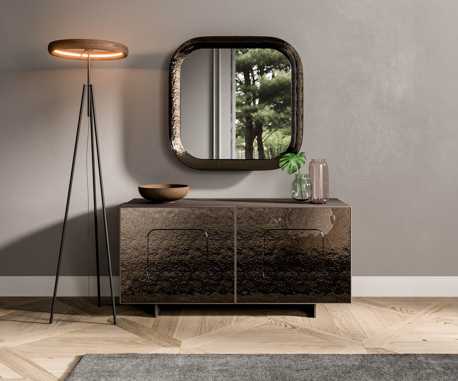 Ozzio Credenza di design Giulia X311 con vetro oro bronzo Ozzio Credenza di design Giulia X311 con vetro oro bronzo