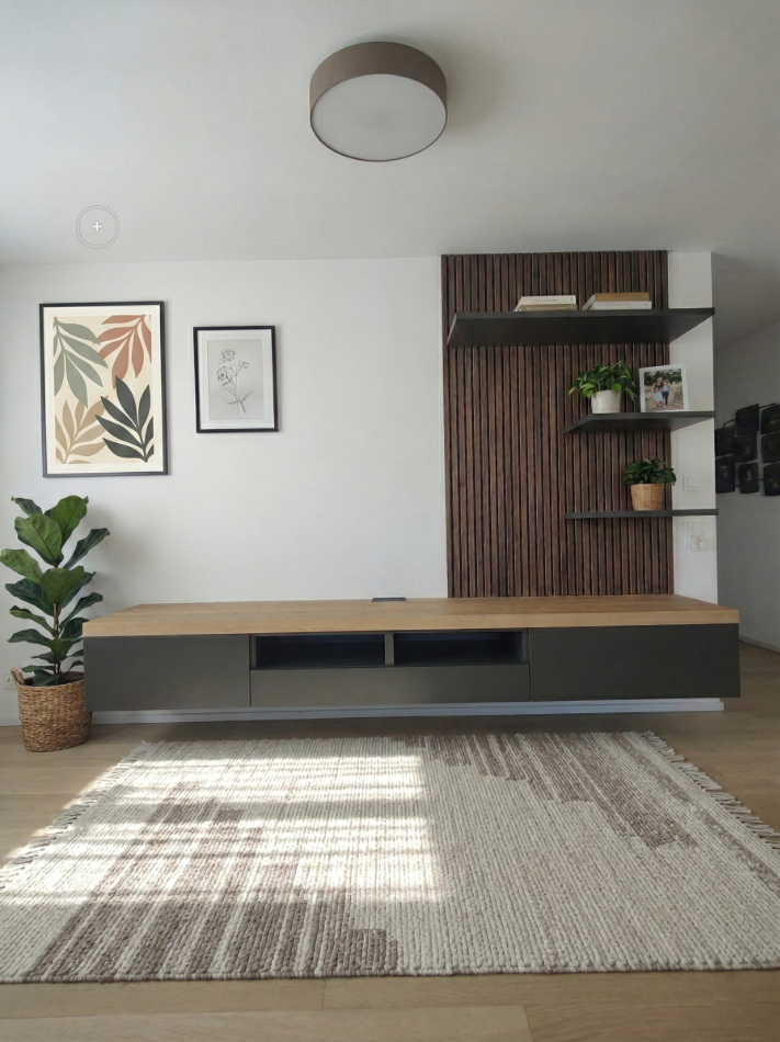 Livitalia Wohnwand C101 mit Regalbden und Akustikpaneele schn Livitalia Wohnwand C101 mit Regalbden und Akustikpaneele schn