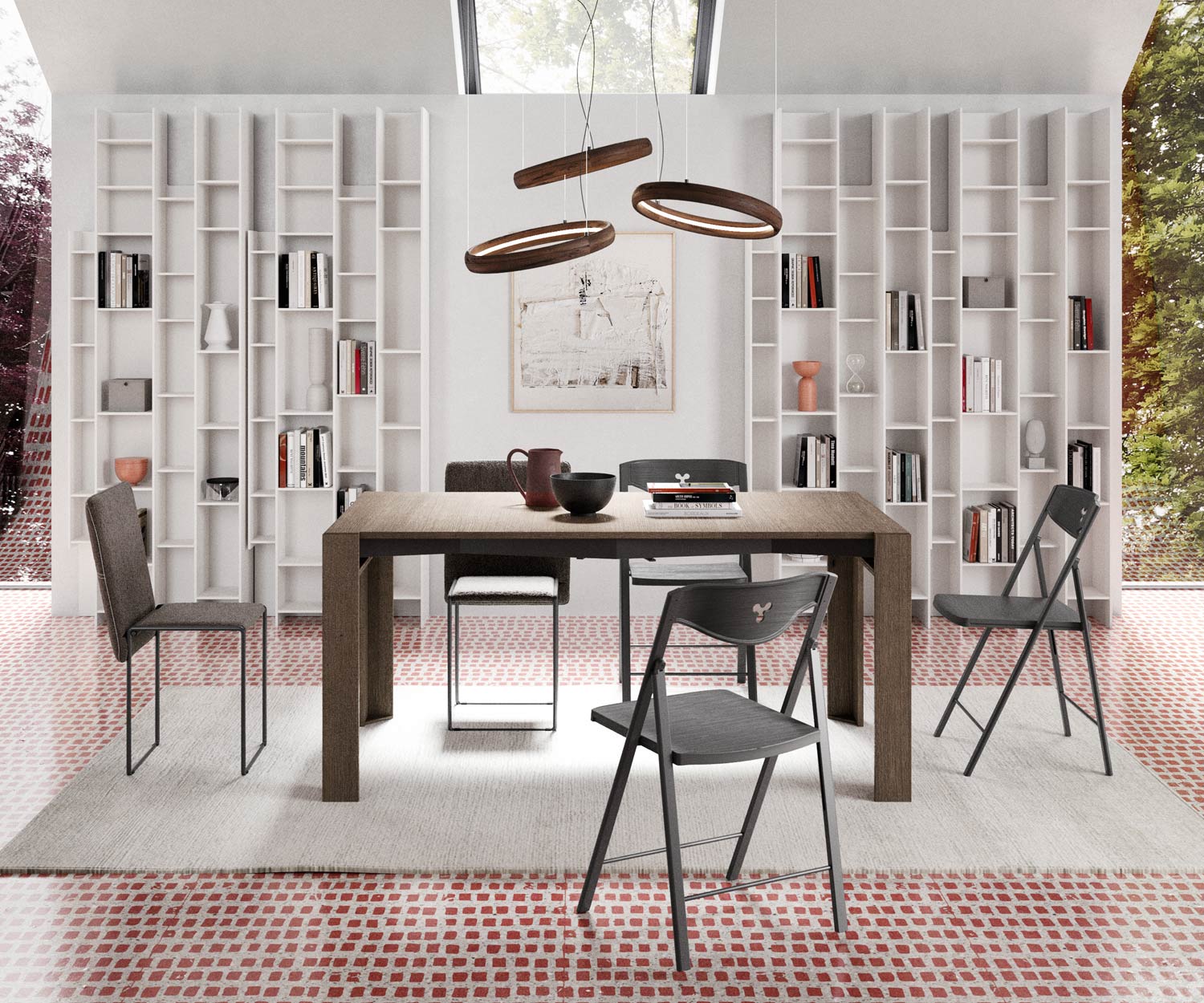 OzzioConsole T024 estensibile a tavolo da pranzo con piani d'appoggio OzzioConsole T024 estensibile a tavolo da pranzo con piani d'appoggio