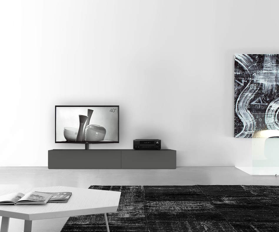 Configuratore di lavagna design con porta TV larghezza 210 33,5 45 sinistra grigio scuro opaco Configuratore di lavagna design con porta TV larghezza 210 33,5 45 sinistra grigio scuro opaco