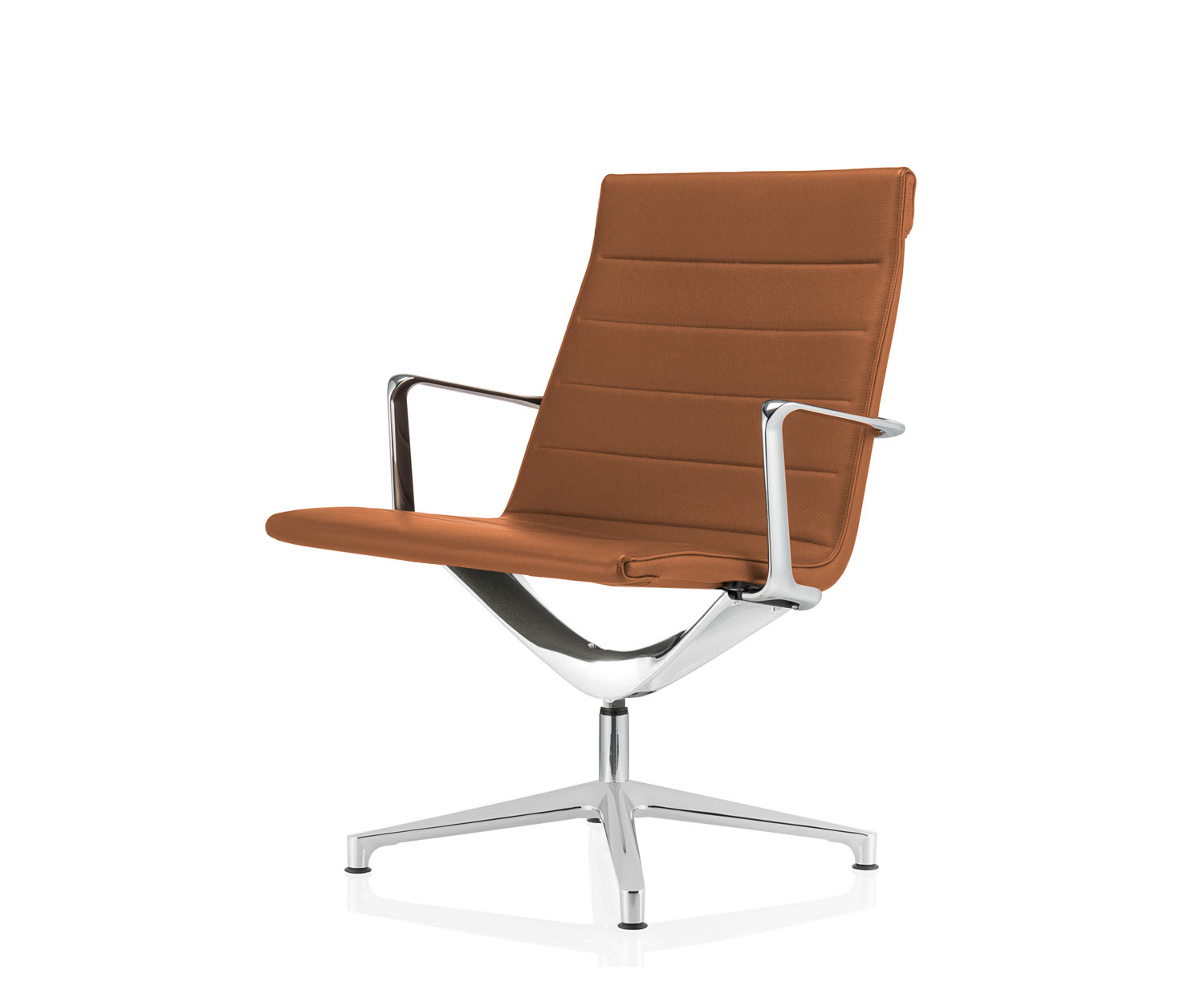 Moderno ICF Sedia girevole Valea Lounge alluminio pelle tabacco Moderno ICF Sedia girevole Valea Lounge alluminio pelle tabacco