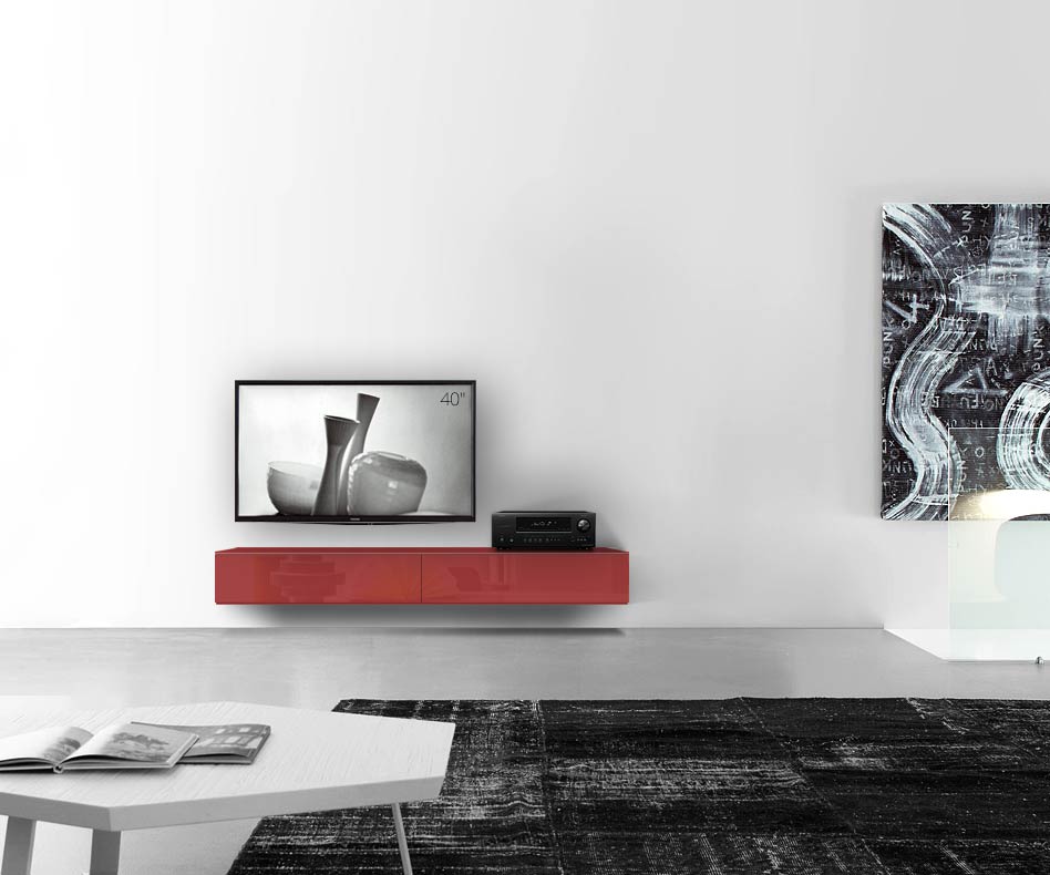 /Muro basso di design B180 H25 5 rosso lucido /Muro basso di design B180 H25 5 rosso lucido