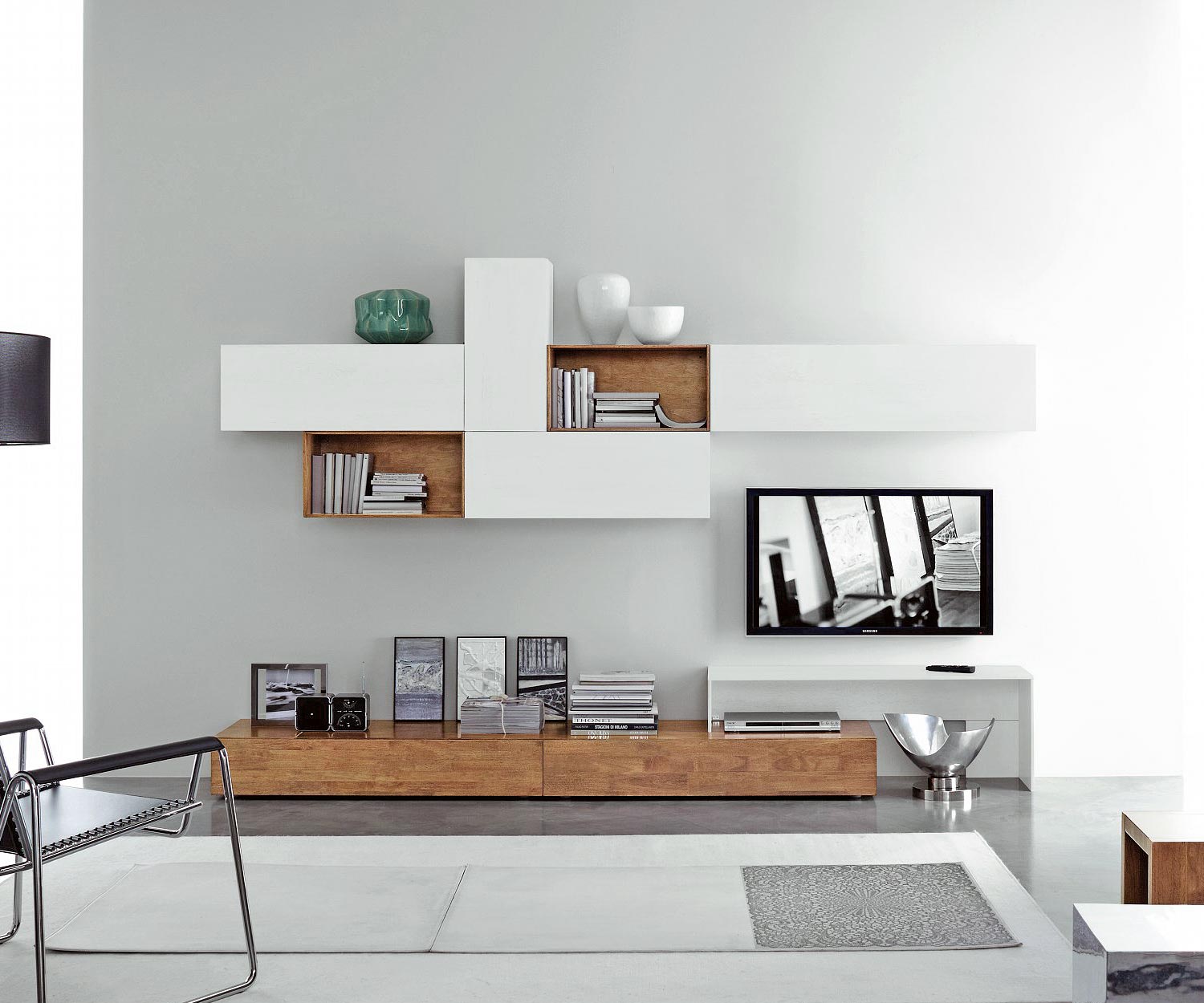Pensili di design di alta qualità per il soggiorno in bianco lucido