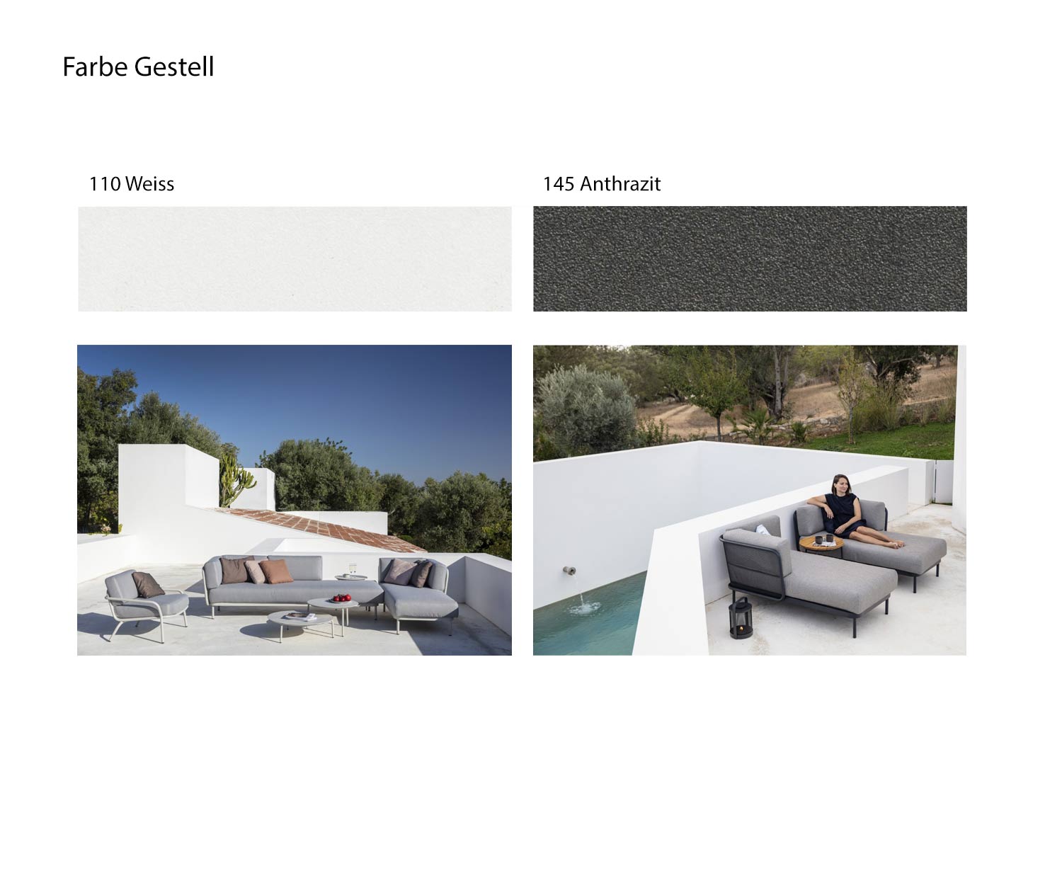 Todus Divano da giardino Baza Colore Struttura Bianco Antracite Grigio scuro Todus Divano da giardino Baza Colore Struttura Bianco Antracite Grigio scuro