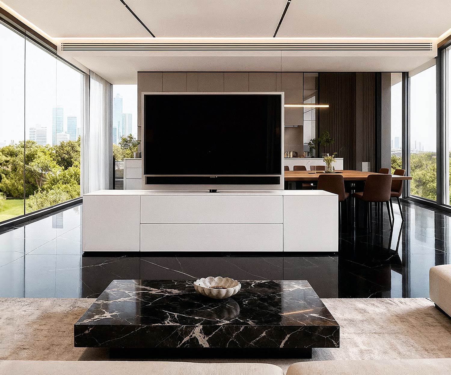 Livitalia Roto Sideboard Raumteiler mit drehbarem TV Paneel