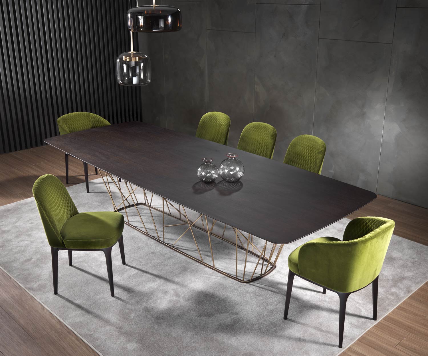Tavolo da pranzo di design di alta qualità, rettangolare in rovere, disposto in sala da pranzo
