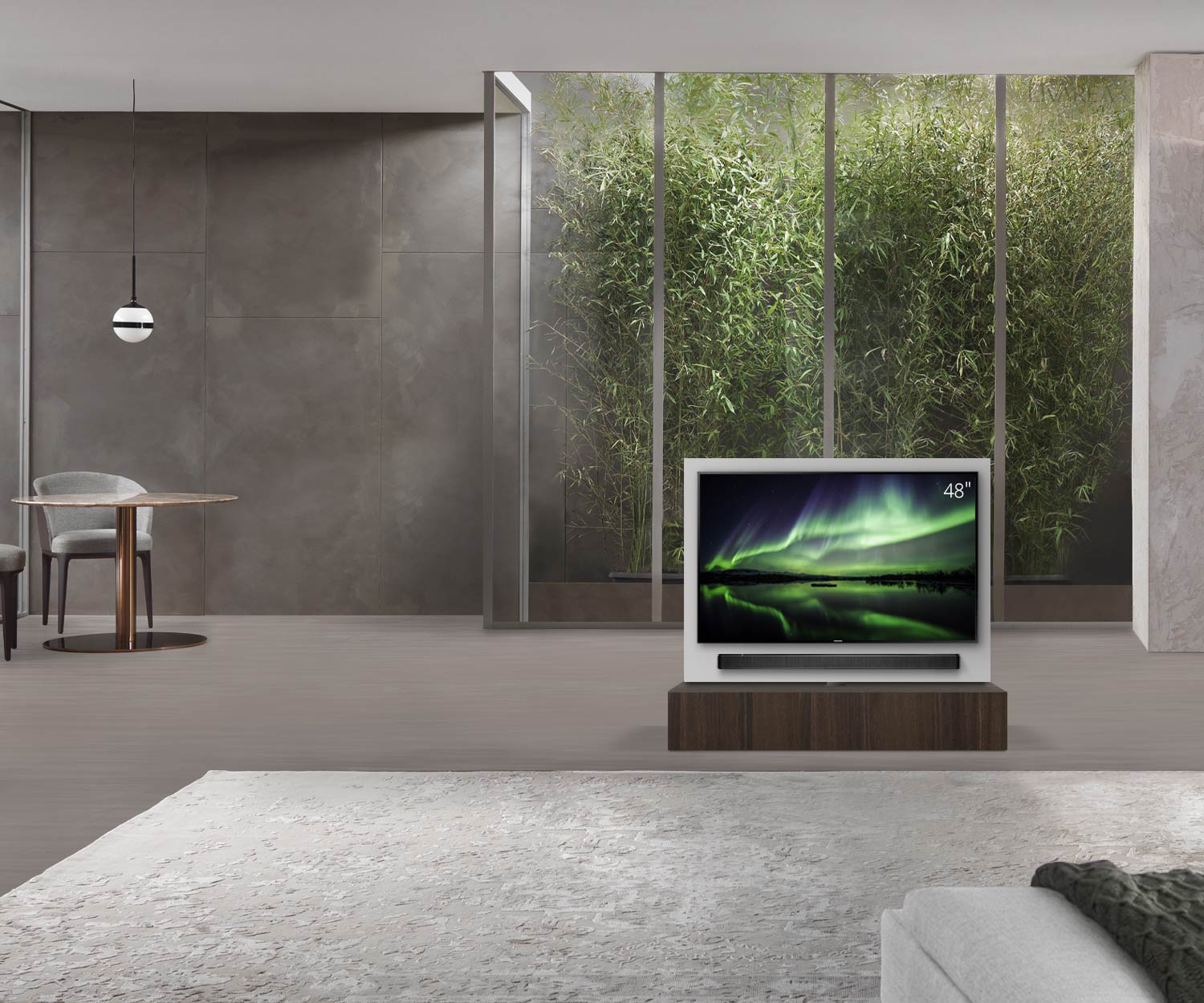 Livitalia Divisorio basso Roto design con pannello TV orientabile L120 50 H25 P47 EiBr senza oBox Livitalia Divisorio basso Roto design con pannello TV orientabile L120 50 H25 P47 EiBr senza oBox