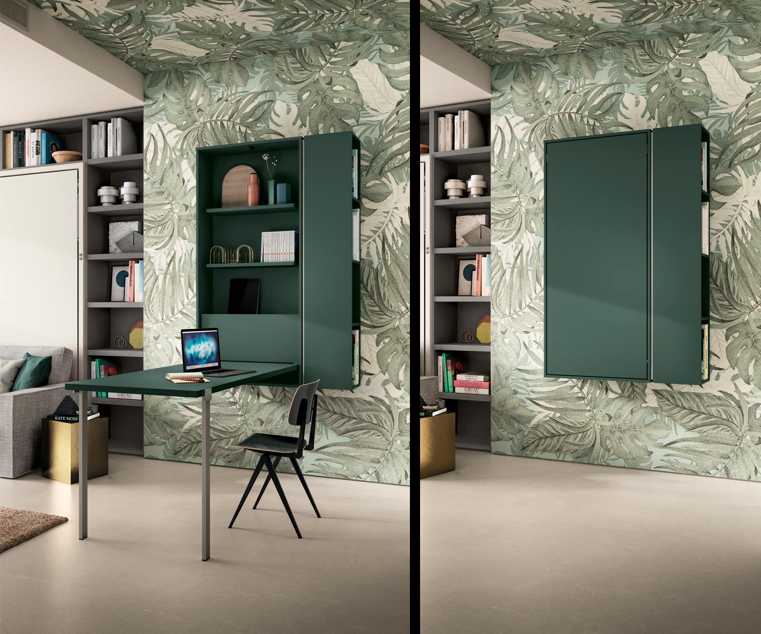 Mobile a parete con letto per gli ospiti nel soggiorno e divano a 3 posti Mobile a parete con letto per gli ospiti nel soggiorno e divano a 3 posti