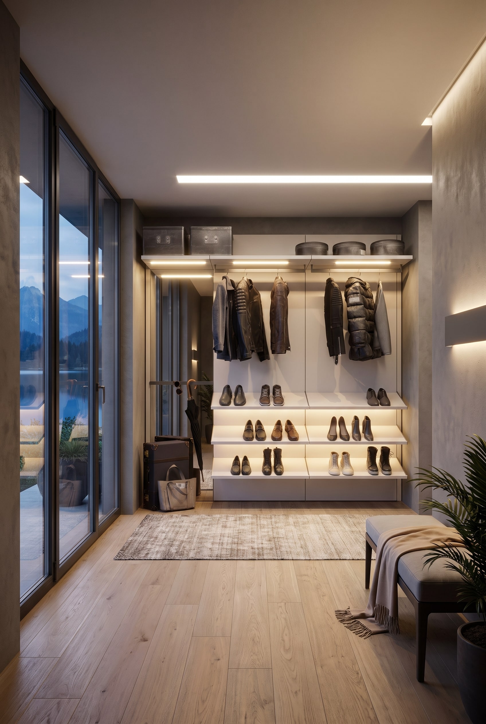 Novamobili Begehbarer Kleiderschrank Break als ma&szlig;geschneiderte und elegante Garderoben-Architektur im Flur