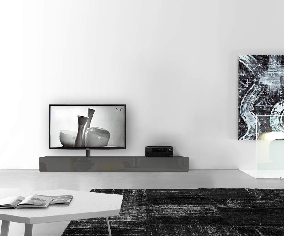 Configuratore di lavagna design con porta TV larghezza 240 25,5 54,6 sinistra grigio scuro lucido Configuratore di lavagna design con porta TV larghezza 240 25,5 54,6 sinistra grigio scuro lucido