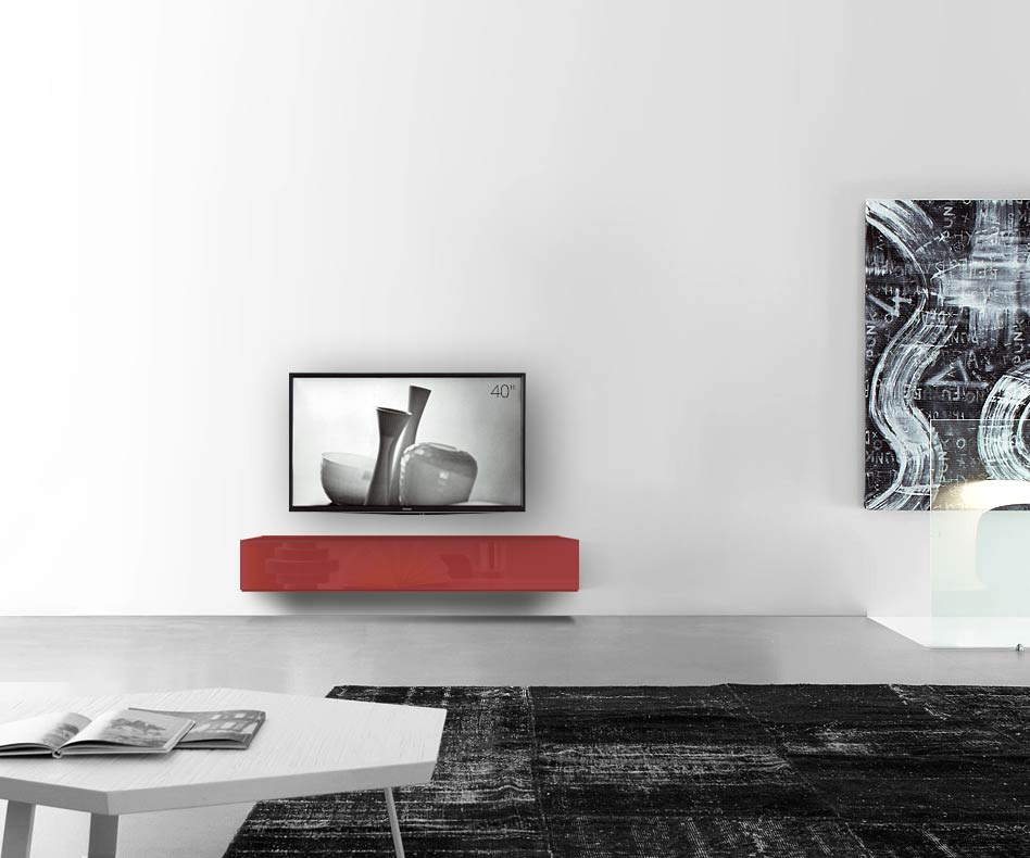 /Muro basso di design B150 H25 5 rosso lucido /Muro basso di design B150 H25 5 rosso lucido