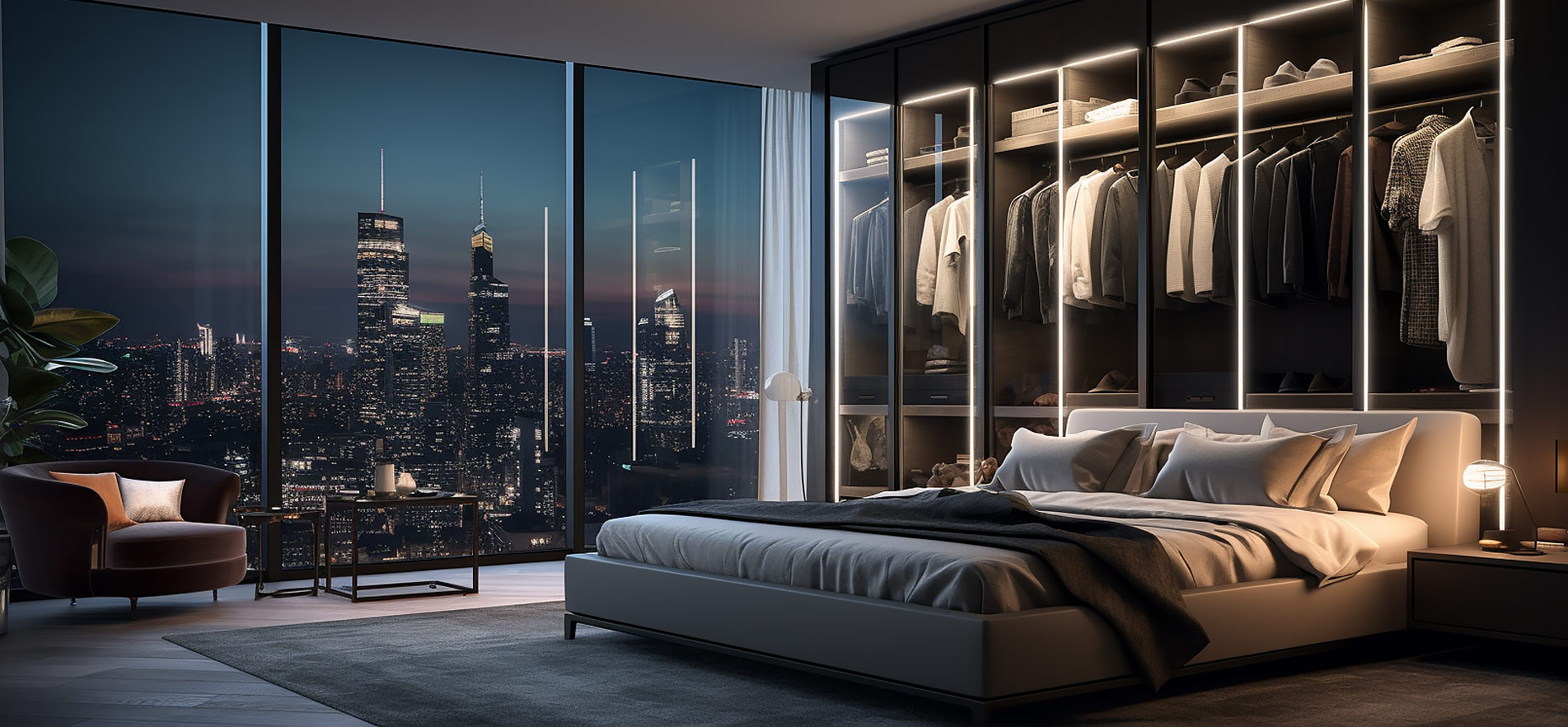 Armadio di design con ante in vetro Armadio di design con ante in vetro