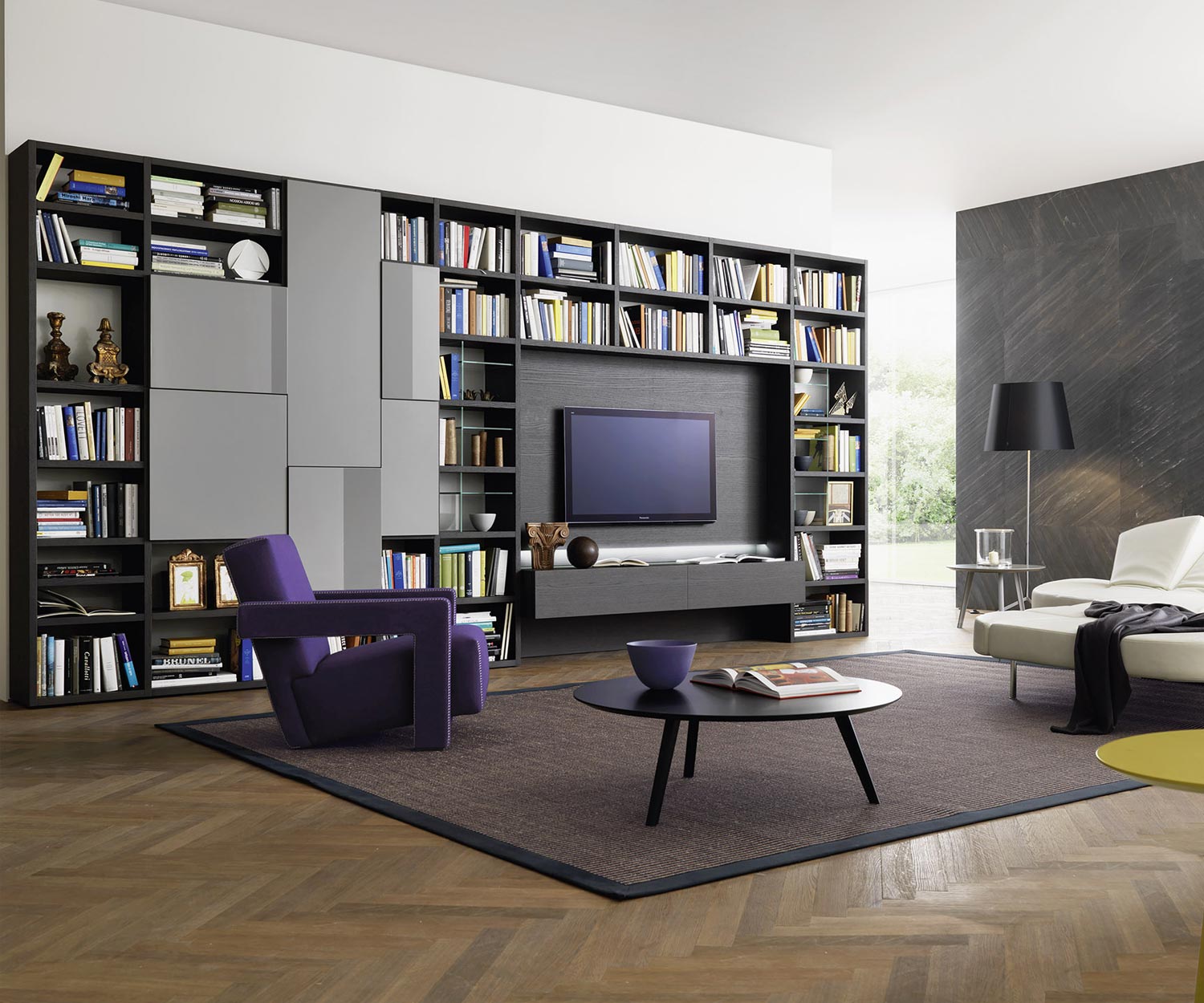 Libreria a mensola per soggiorno dal design esclusivo C54 in legno Libreria a mensola per soggiorno dal design esclusivo C54 in legno