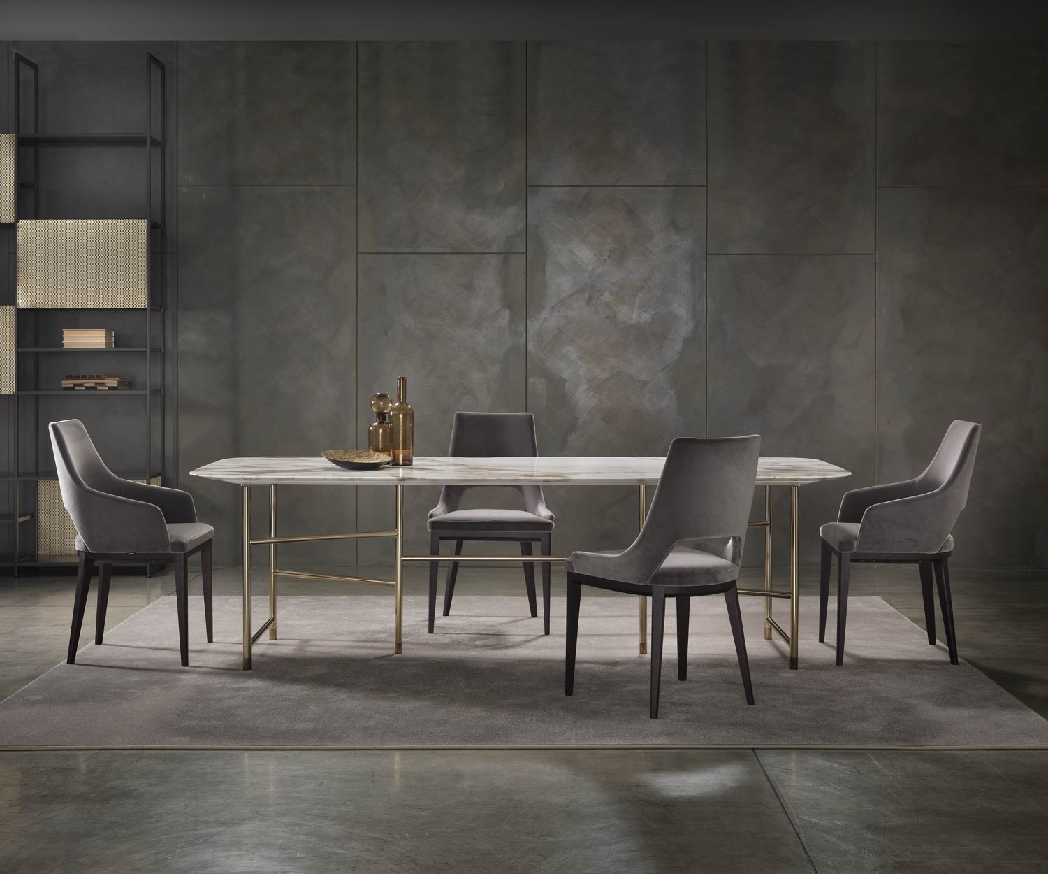 Marelli Tavolo da pranzo di design in marmo di Kyoto con piano rettangolare Mood picture Marelli Tavolo da pranzo di design in marmo di Kyoto con piano rettangolare Mood picture