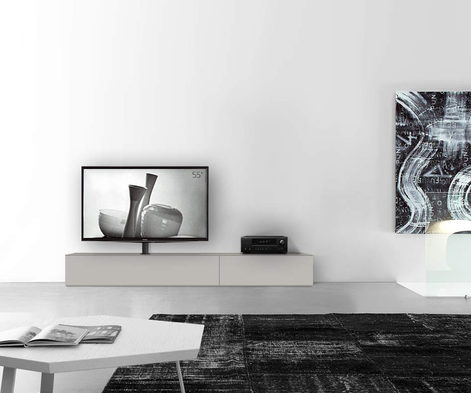 Configuratore di lavagna design con porta TV larghezza 240 33,5 45 sinistra grigio chiaro opaco