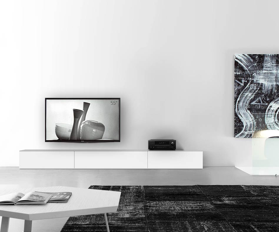 /Basamento basso di design L300 H35 bianco opaco /Basamento basso di design L300 H35 bianco opaco