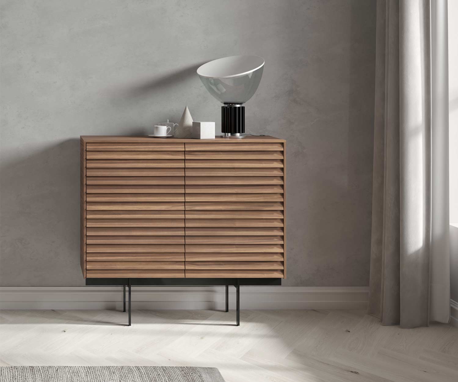 Configuratore di design di alta qualità con due moduli come pannello alto in noce Configuratore di design di alta qualità con due moduli come pannello alto in noce