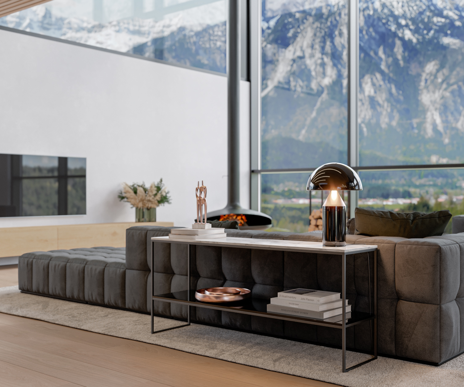 Consolle stretta dietro il divano in marmo Consolle stretta dietro il divano in marmo