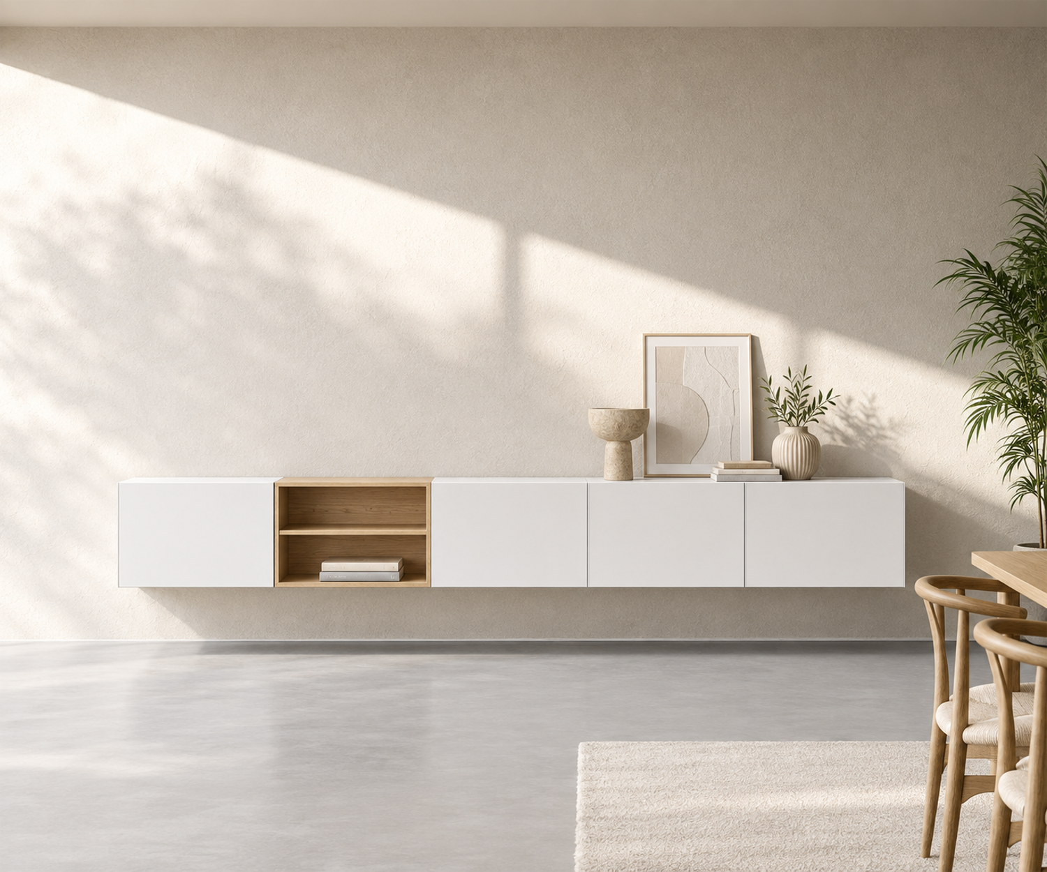 Livitalia Box 18 Madia sospesa 300 cm – Bianco opaco + Rovere chiaro Livitalia Box 18 Madia sospesa 300 cm – Bianco opaco + Rovere chiaro