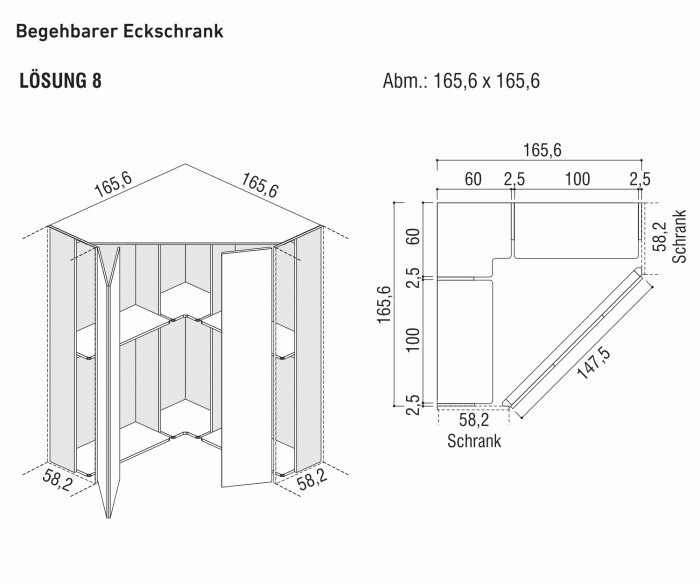 Cabina armadio Alfa YNCA 165x165 cm