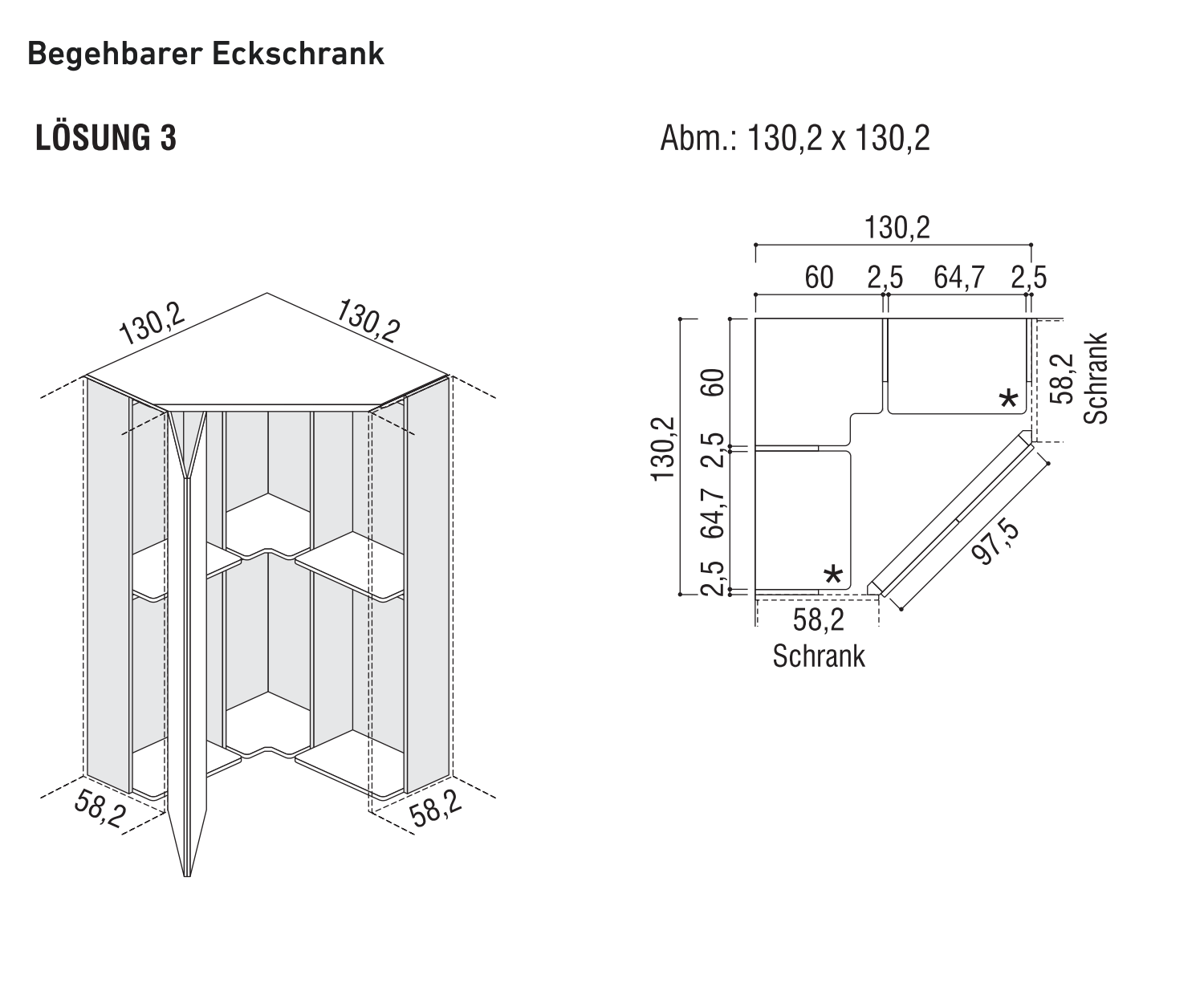 Cabina armadio di design 130x130 cm Alfa YNCA